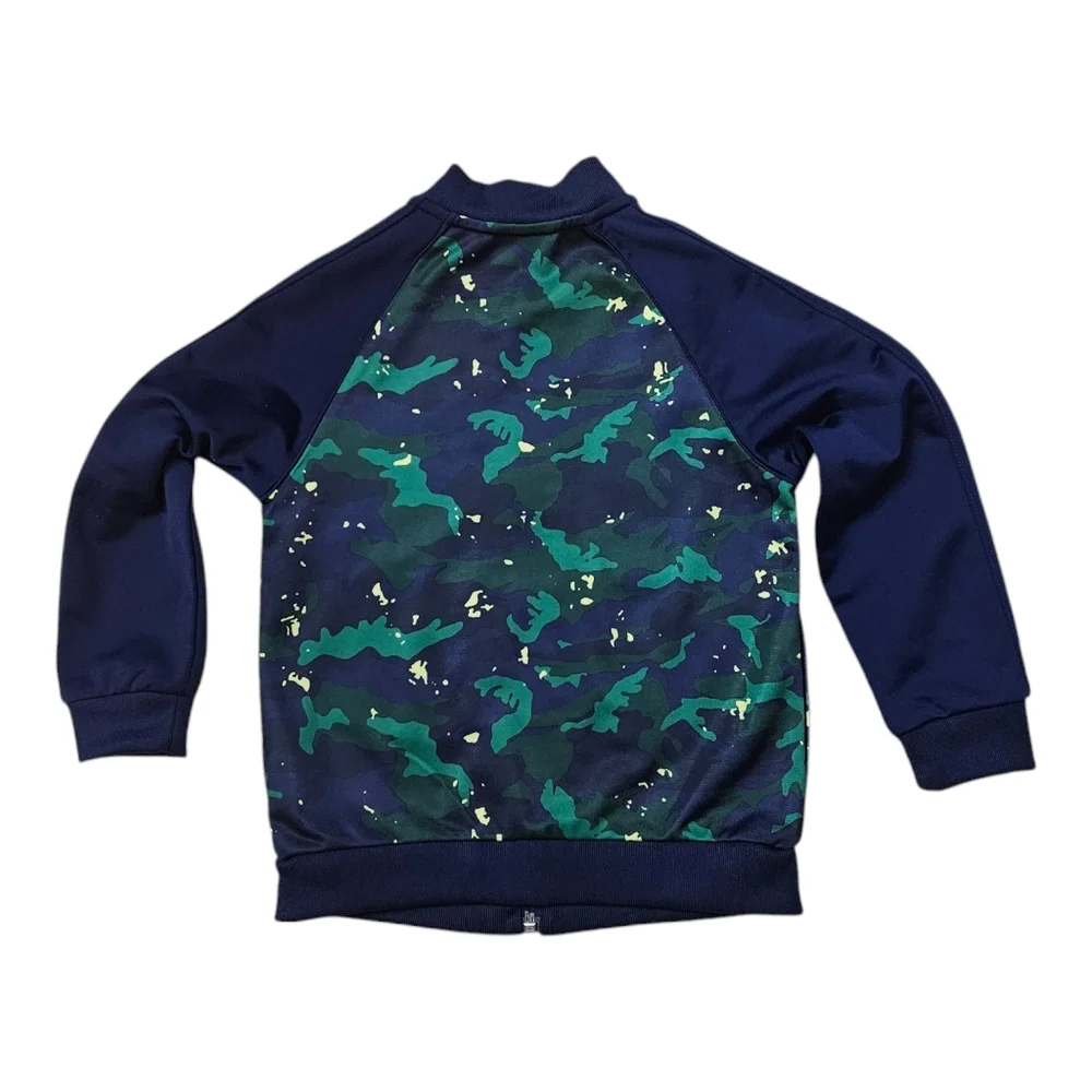 Adidas Track Jacket Camo Print Size 4T Blue Green Yellow Unisex
